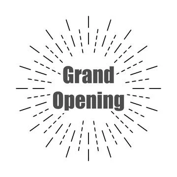 Grand opening with burst lines, flat design Stock Illustration