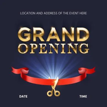 Grand opening ceremonial vector background with gold lettering Stock Illustration