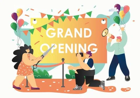 Grand opening ceremony, vector flat style design illustration Illustrazione stock