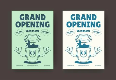 Grand Opening Coffee Flyer Vector Template For Shop Launch Promotion Stock-Illustration
