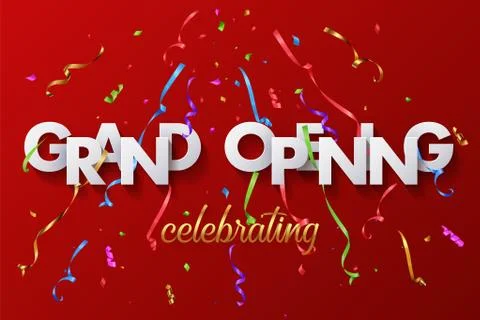 Grand opening color vector web banner template Stock Illustration