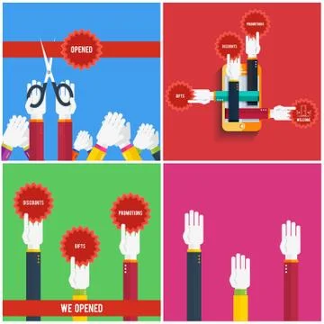 Grand opening - cutting red ribbon Stock Illustration