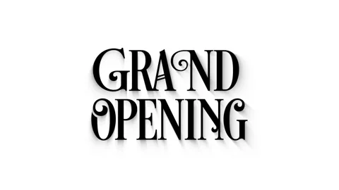 Grand Opening Elegant Text Animation with Soft Shadow on White Background Stock Footage 319059325