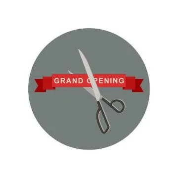 Grand Opening icon with scissors Stock Illustration