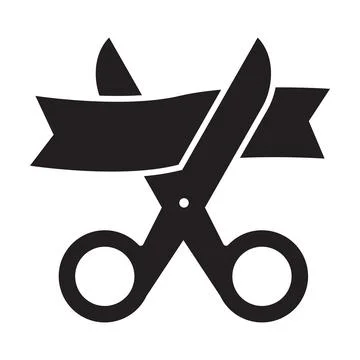 Grand opening icon vector scissors and ribbon sign for graphic design, logo, Stock Illustration