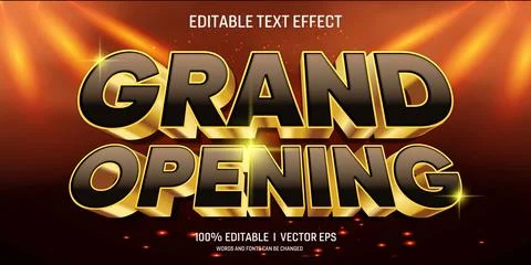 Grand opening luxury vector 3d text effect with modern style design Stock Illustration