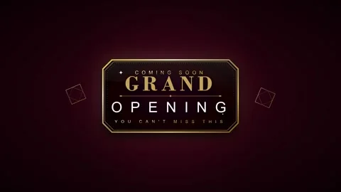 Grand opening motion title with gold text on dark luxury background, coming.. Stock Footage 344862561
