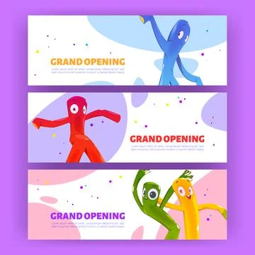 Grand opening posters with inflatable tube men Stock Illustration