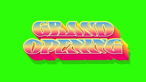 Grand opening sign looping animation on green background Stock Footage 340455158