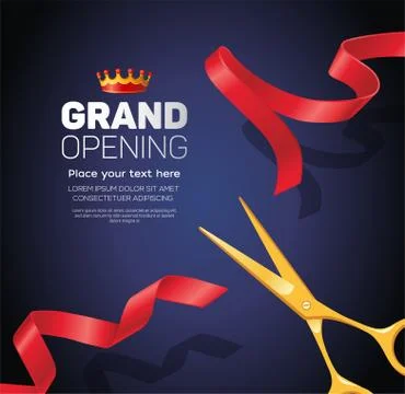 Grand opening template - modern vector illustration on blue background Stock Illustration