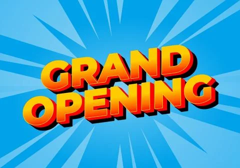 Grand opening. Text effect in 3D look with eye catching colors Illustrazione stock