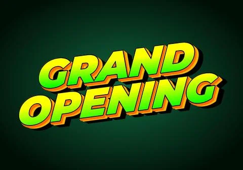 Grand opening. Text effect in 3D look with eye catching colors Illustrazione stock