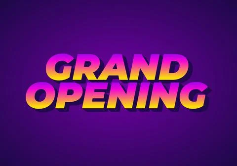 Grand opening. Text effect in 3D look with eye catching colors Stock Illustration