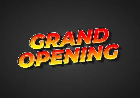Grand opening. Text effect in 3D look with eye catching colors Stock Illustration