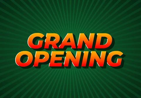 Grand opening. Text effect in 3D look with eye catching colors Illustrazione stock
