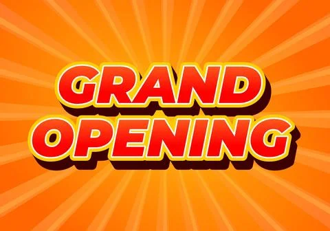 Grand opening. Text effect in 3D look with eye catching colors Stock Illustration
