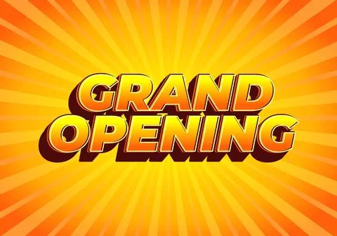 Grand opening. Text effect in 3D look with eye catching colors Illustrazione stock