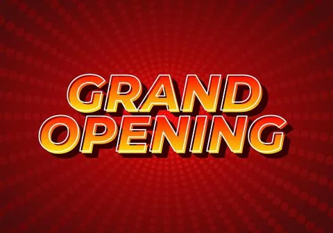 Grand opening. Text effect in 3D look with eye catching colors Illustrazione stock