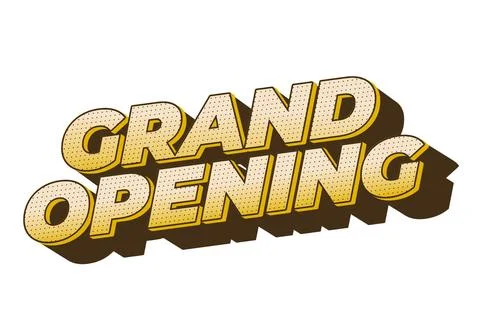 Grand opening. Text effect in 3D look with eye catching colors Illustrazione stock