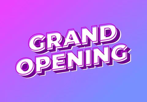 Grand opening. Text effect in 3D look with eye catching colors Stock Illustration