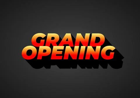 Grand opening. Text effect in 3D look with eye catching colors Illustrazione stock