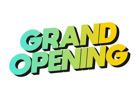 Grand opening. Text effect in 3D look with eye catching colors Stock Illustration