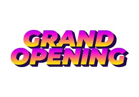 Grand opening. Text effect in 3D look with eye catching colors Stock Illustration