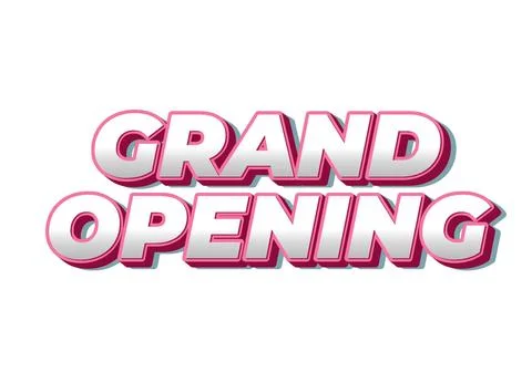 Grand opening. Text effect in 3D look with eye catching colors Stock Illustration