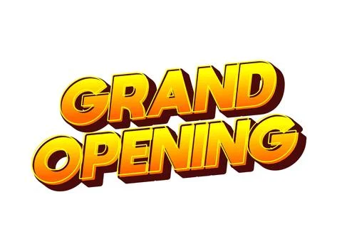 Grand opening. Text effect in 3D look with eye catching colors Illustrazione stock