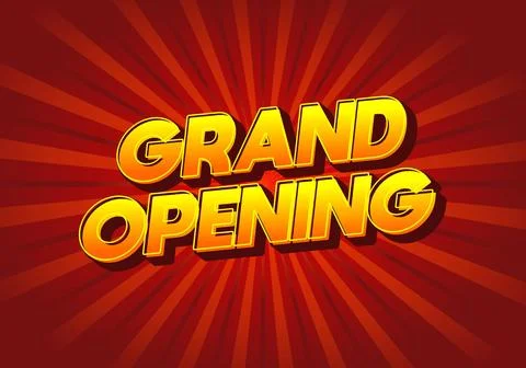Grand opening. Text effect in 3D look with eye catching colors Stock Illustration