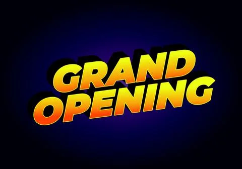 Grand opening. Text effect in 3D look with eye catching colors Illustrazione stock