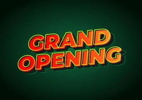 Grand opening. Text effect in 3D look with eye catching colors 스톡 일러스트