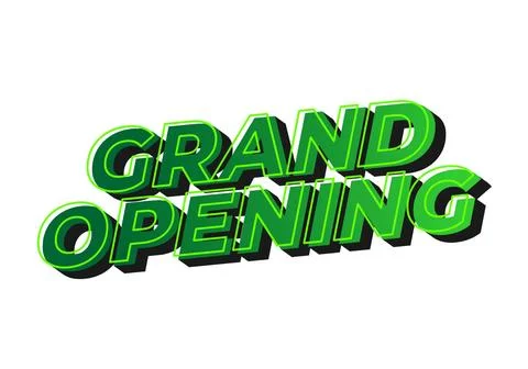 Grand opening. Text effect in 3D look with eye catching colors Stock Illustration