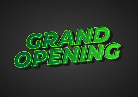 Grand opening. Text effect in 3D look with eye catching colors Illustrazione stock
