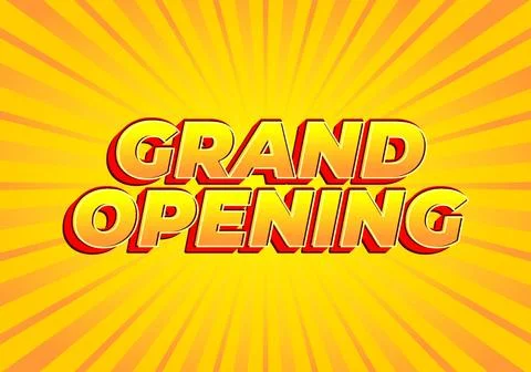 Grand opening. Text effect in 3D look with eye catching colors Stock Illustration