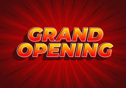 Grand opening. Text effect in 3D look with eye catching colors Stock Illustration