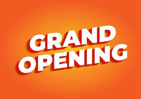 Grand opening. Text effect in 3D look with eye catching colors 스톡 일러스트
