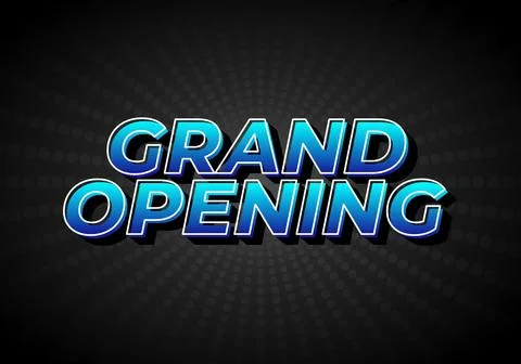 Grand opening. Text effect in 3D look with eye catching colors Illustrazione stock
