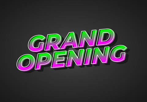 Grand opening. Text effect in 3D look with eye catching colors Stock Illustration