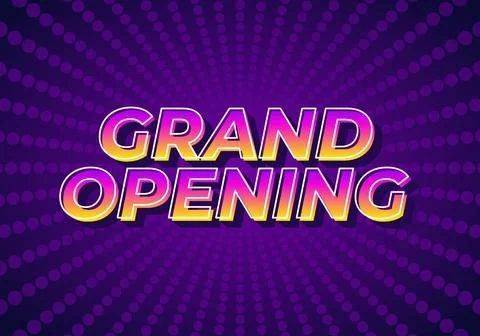 Grand opening. Text effect in 3D look with eye catching colors Illustrazione stock