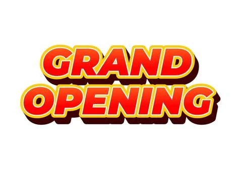 Grand opening. Text effect in 3D look with eye catching colors Illustrazione stock