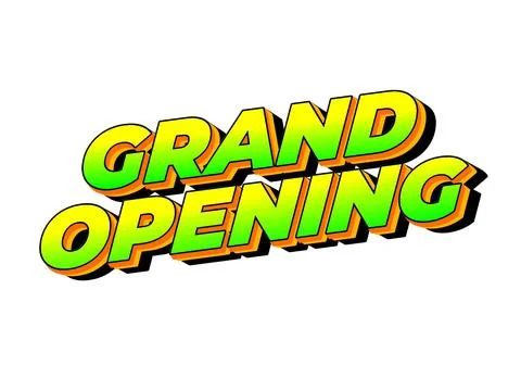 Grand opening. Text effect in 3D look with eye catching colors Stock Illustration