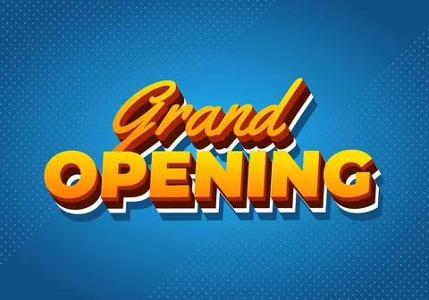 Grand opening. Text effect in modern colors with 3D style Stock Illustration