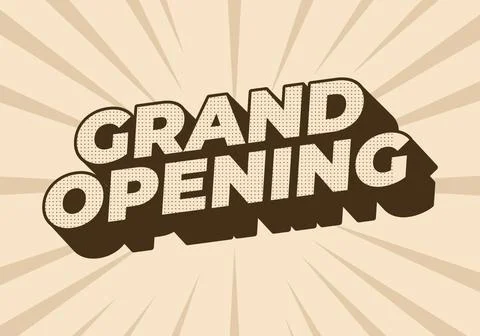 Grand opening. Text effect in modern colors with 3D style Stock Illustration