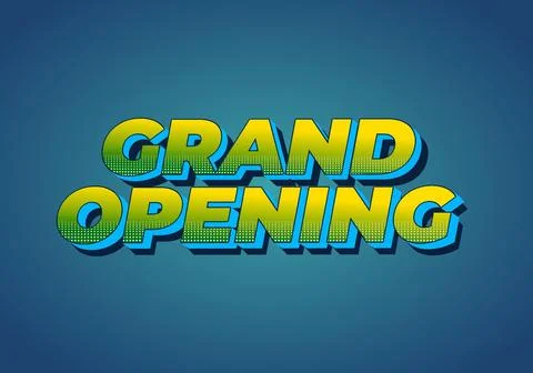 Grand opening. Text effect in modern colors with 3D style Stock Illustration