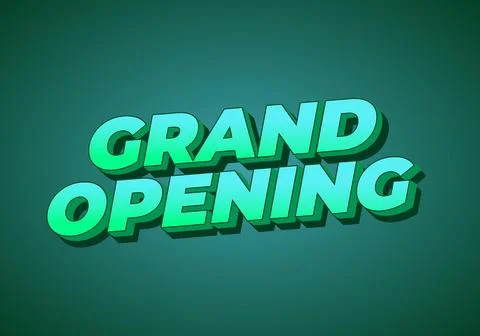 Grand opening. Text effect in modern colors with 3D style Stock Illustration