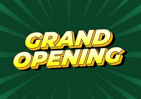Grand opening. Text effect in modern colors with 3D style Stock Illustration