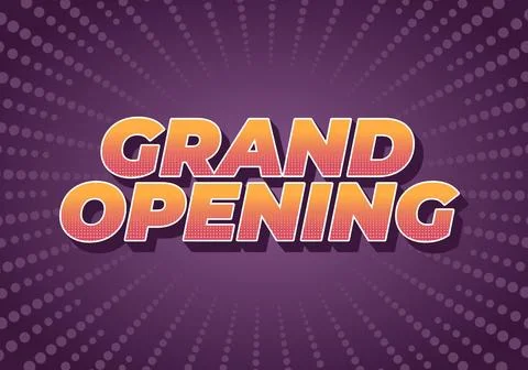 Grand opening. Text effect in modern colors with 3D style Illustrazione stock