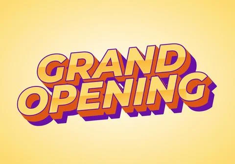 Grand opening. Text effect in modern colors with 3D style Stock Illustration