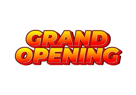 Grand opening. Text effect in modern colors with 3D style Illustrazione stock